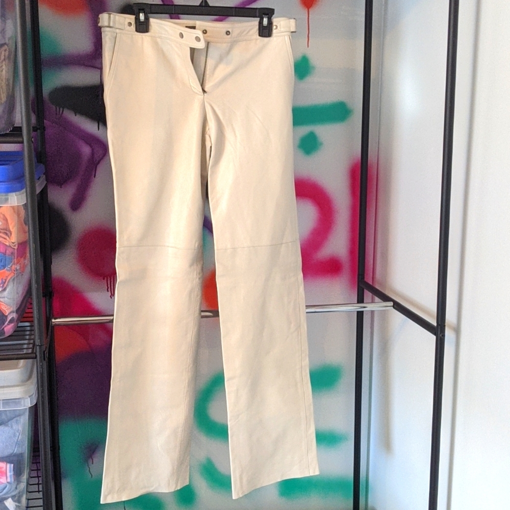 NWOT VTG Hilfiger Cream Leather Pants